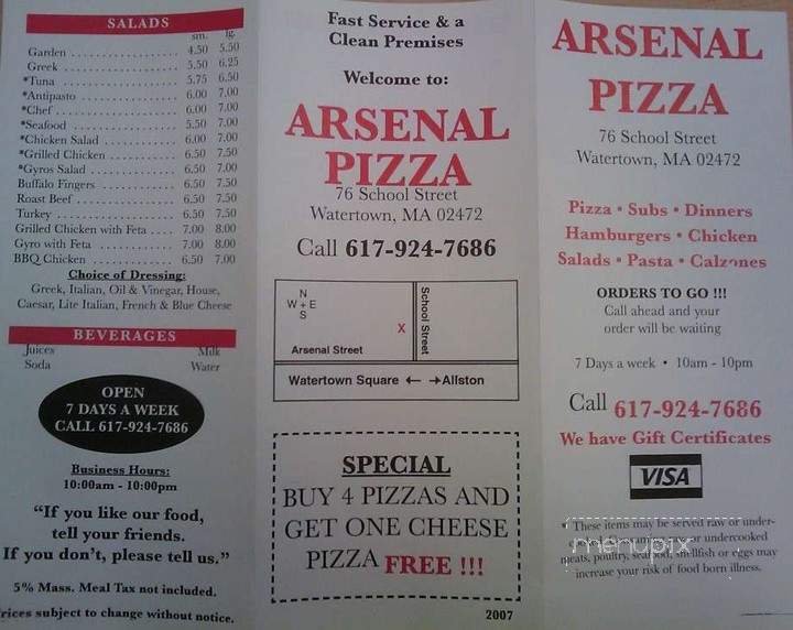 Arsenal Pizza menu 6