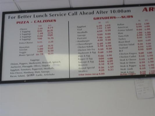 Arsenal Pizza menu 3